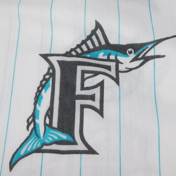 Vintage 1996 MLB Baseball Florida Marlins Twin Flat Bed Sheet - Picture 4 of 6
